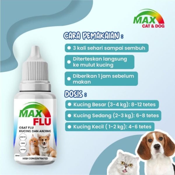 MAX FLU 30ML Obat Batuk Flu Pilek Demam Kucing Anjing - Image 3